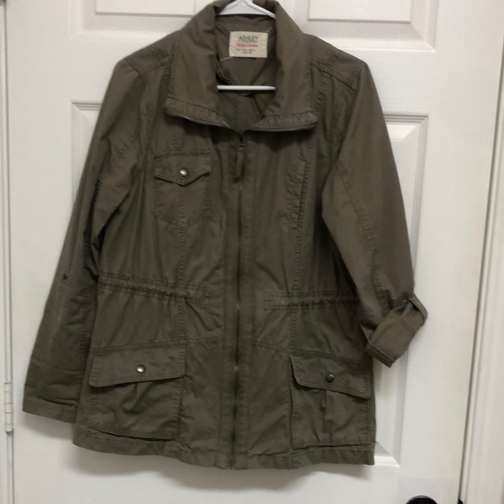 Ashley By 26 International Tan Utility Jacket with Drawstring Waist